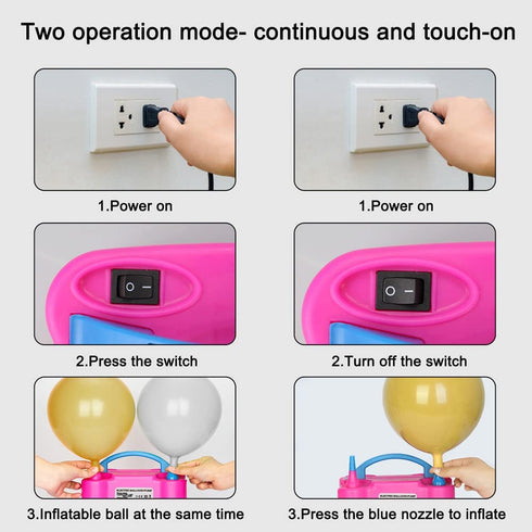 147 Pcs Balloon Pump KINBON Electric Portable Dual Nozzle Electric air Balloon Blower Pump, Electric Balloon Inflator for Party Birthday Wedding Festival