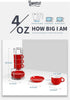 Sweese 405.404 Porcelain Stackable Espresso Cups with Saucers and Metal Stand - 4 Ounce - Set of 4, Red
