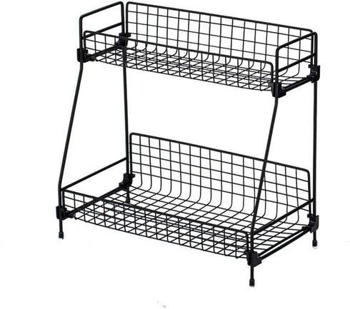 2-Tier Bathroom Countertop Organizer -Cosmetic Organizer- Makeup Organizer Holder for Bathroom -Kitchen Organizer Storage Wire Shelves Basket (Black)