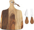 hecef Cheese Board set of 3,a Acacia Wood Cheese Plate & a Cheese Knife & a Cheese Fork, Cheese Platter Slate Board Cheese Serving Board (Cheese board with 2 knives)