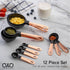 COOK WITH COLOR Measuring Cups Set - 12 PC. Plastic Nesting Kitchen Measuring Set and Spoons with Copper Coated Stainless Steel Handles - Liquid Measuring Cup Set - Dry Measuring Cup Set (Black)