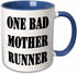 3dRose One Bad Mother Runner Two Tone Mug, 11oz, Blue