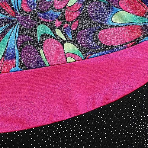 Leotards for Girls Gymnastics with Shorts Sparkle Butterfly Flowers Pattern Sleeveless Biketards Hotpink Black