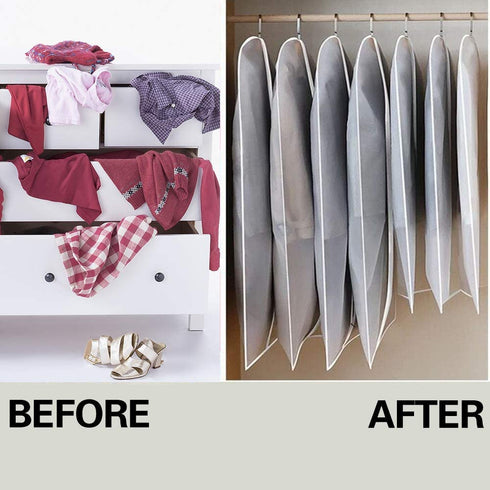 Refrze Garment Bags with Zipper, Garment Cover, 8 Pack Clear Garment Bags, Hanging Garment Bag, Dress Garment Bags for Closet Storage or Travel, Breathable Garment Covers 24'' x 43''/ 50''