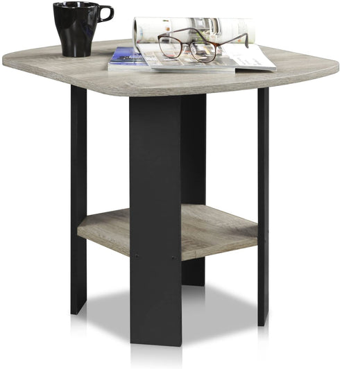 FURINNO Simple Design End/SideTable, 1-Pack, French Oak Grey/Black