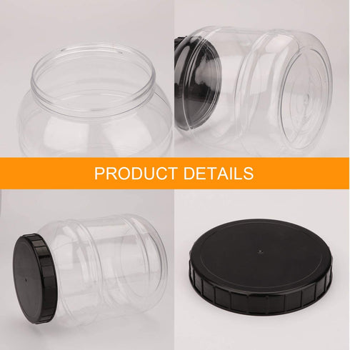 100oz / 3L Accguan Plastic Jars with Lids, Durable Clear Container for Food Storage, Airtight Plastic Jars Ideal For Dry Food, Dog Food and Washing Powder Storage, 4 PACK