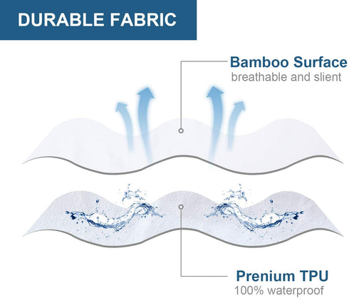 SPRINGSPIRIT Full XL Waterproof Mattress Protector, Cooling Bamboo Full XL Size Mattress Pad Cover, Fitted up to 14''Depth Pocket