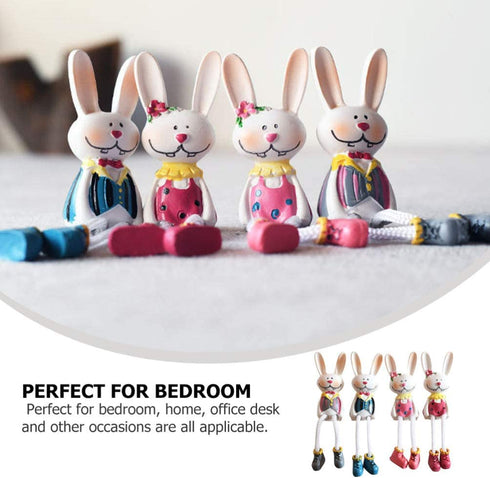 KESYOO 4Pcs Mini Bunny Figurines Resin Rabbit Statues Sculptures Easter Shelf Sitters Table Decorations Centerpieces for Kids Easter Birthday Party Supplies