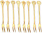 8Pcs 4.9 Inch Flower Stainless Steel Friut Forks Small Pickle Forks Dessert Cake Forks Salad Bistro Cocktail Fork Two Prong Dinner Appetizer Fork For Banquet Party Seafood Cocktail (Gold)