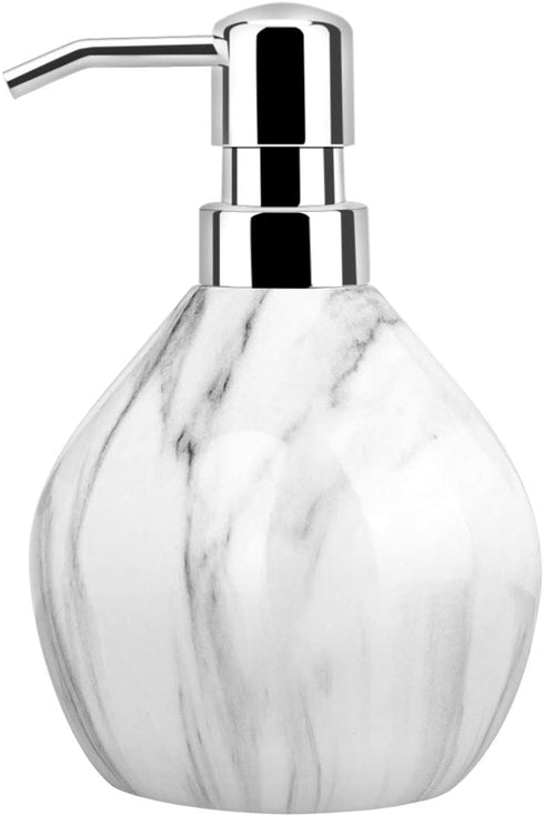 Luxspire Hand Soap Dispenser, 15.2 oz Countertop Hand Lotion Pump Bottles, Lotion Container, Refillable Liquid Hand Soap Jar, Resin Shower Dispensers for Bathroom, Kitchen - White Marble