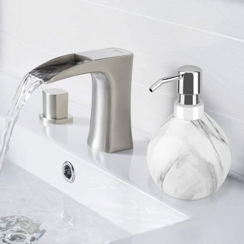 Luxspire Hand Soap Dispenser, 15.2 oz Countertop Hand Lotion Pump Bottles, Lotion Container, Refillable Liquid Hand Soap Jar, Resin Shower Dispensers for Bathroom, Kitchen - White Marble