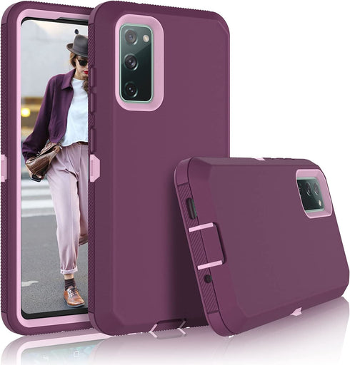 Tiflook for Samsung Galaxy S20 FE 5G Case, Heavy Duty Shockproof Armor Protective Hard Plastic Cover + Silicone Bumper Dual Layer Hybrid Phone Case for Samsung Galaxy S20 Fan Edition, Pinkish Purple