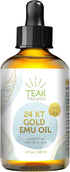24K Gold Emu Oil by Teak Naturals, 24 K Gold Organic Australian Emu Oil 4 oz Gold Line Series