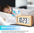 Everwood Battery Operated Wooden LCD Digital Alarm Clock with Smart Sensor Night Light, Snooze for Bedrooms (Wood)