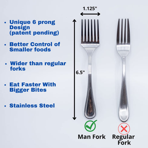 The Man Fork - Eat Like a Man - 6 Prong Design - Take Bigger Bites - Useful Fun Gag Gift for Birthday, Father's Day, Grandpa, Boyfriend, or Any Man - Men FORKING Love it!