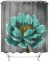 VividHome Teal Gray Flower Shower Curtain Vintage Floral Lotus Flowers Polyester Fabric Waterproof Shower Curtain Bathroom Accessory Sets 12 Hooks Included 72X72inch