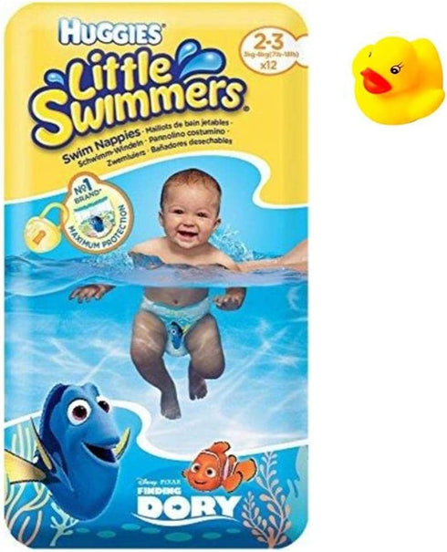 X-Small - Little Swimmers Disposable Swim Diapers, (7lb-18lb.), 12-Count Bonus Rubber Duckie Pool Toy