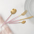 4 Pieces Stainless Steel Tableware Set Flatware Cutlery Set Including Steak Fork Spoons Knife Dinnerware Anti-Rust Utensil Set(Pink + Golden)
