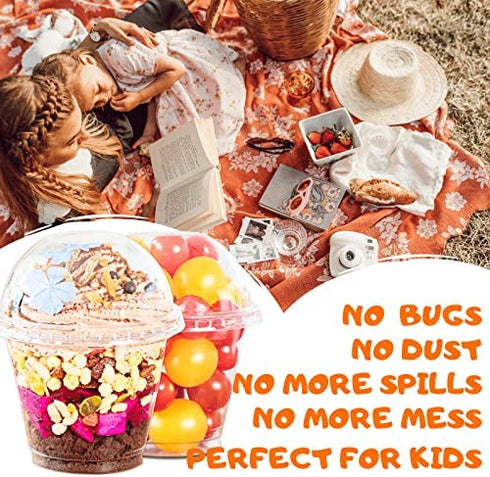 9 oz Clear Plastic Cups with Lids (NO HOLE), 30 Sets Fruit Cups with Lids for Party, Disposable Parfait Cups with Dome Lids, Dessert Cups for Pudding, Cake, Ice Cream, Cupcake, Snacks