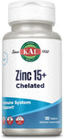 Kal 15 Mg Zinc Chelated Plus Tablets, 100 Count
