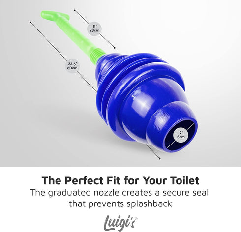 Luigi's Toilet Plunger: Powerful Toilet Unblocker to fit All Toilets, Clears and unblocks with a Powerful Bellows Action (2020 Heavy Duty Version)
