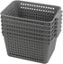 Gloreen Grey Plastic Basket, Weave Storage Baskets Organizer, 6 Packs