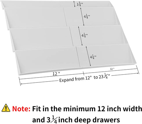 Adjustable Spice Rack, Expandable Plastic Tray Drawer Organizer 12" to 23" Stackable Tray, 4 Slanted Tier Spice Storage Organizer Insert, for Spice Jars, Vitamins, Seasonings Kitchen Drawer Cabinet