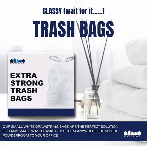 Plasticplace 6 Gallon Trash Bags ”‚ 0.7 Mil ”‚ White Drawstring Garbage Can Liners ”‚ 17" x 20" (200 Count)