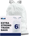 Plasticplace 6 Gallon Trash Bags ”‚ 0.7 Mil ”‚ White Drawstring Garbage Can Liners ”‚ 17" x 20" (200 Count)