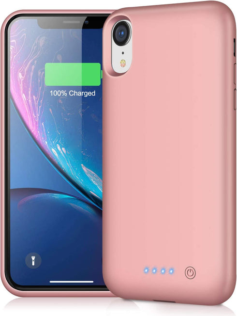 Battery Case for iPhone XR, Pxwaxpy 6800mAh Portable Protective Charging Case for iPhone XR Extended Rechargeable Charger Case Battery Pack Compatible with Apple XR Power Bank Cover(6.1 inch) (Gold)