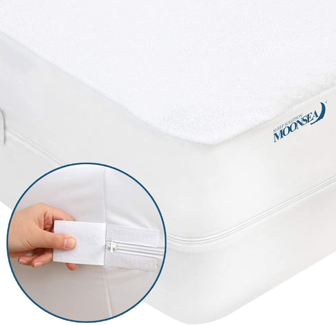 Zippered Mattress Protector with Ultra Soft Cotton Terry Surface, 6-Side Waterproof Mattress Encasement, Durable Zipper, Noiseless, for Standard Twin Mattress 39'' X 75''