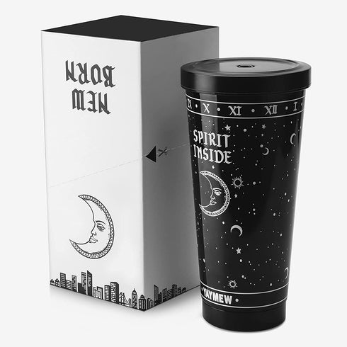 YAYMEW Insulated 24oz Stainless Steel Witch Witchy Tumbler with Straw Gothic Goth Travel Coffee Cup Double Wall Vacuum Water Bottle Simple Modern Kitchen Decor Mug Gifts For Reusable Thermos 750ml
