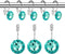 Rhinestone Decorative Shower Curtain Hooks Diamond Shape Shower Rings/Round Acrylic Decorative Stainless Steel Rust Resistant Double Hooks Glide Hangs Bling Rolling Bathroom Bath - Green