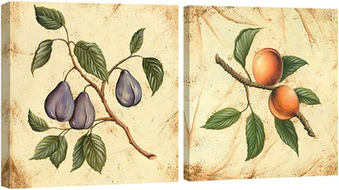 Wieco Art Fruit for Kitchen Decor 2 Piece Giclee Canvas Prints Wall Art By Flowers and Trees Oil Paintings Style Pictures for Bedroom Home Decorations Modern Stretched and Framed Grace Artwork