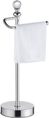 ROLABAM Towel Rack (with Crystal Finial) Hand Towel Holder Stand Total Height 15.7" for Bathroom Vanity Countertop, Kitchen, Steel Towel Holder Stand , Chrome