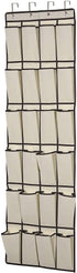 Over the Door Shoe Organizer, 2 Pack Laigoo Hanging Shoe organizer with 24 Large Fabric Pockets, with 4 Hooks Shoe Storage Rack Organizer for Closet Bedroom Bathroom Pantry?60 x 20 inch, Beige)