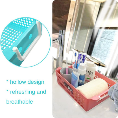 Ggbin Plastic Storage Basket with Handles, Set of 3, 12" L x 8" W x 4" H