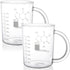 Suwimut 2 Pack Caffeine Beaker Mug Caffeine Molecule Mug, 16 oz Borosilicate Glass Chemistry Mug Coffee Mugs with Handle and Measuring for Tea, Coffee, Latte, Hot and Cold Beverage