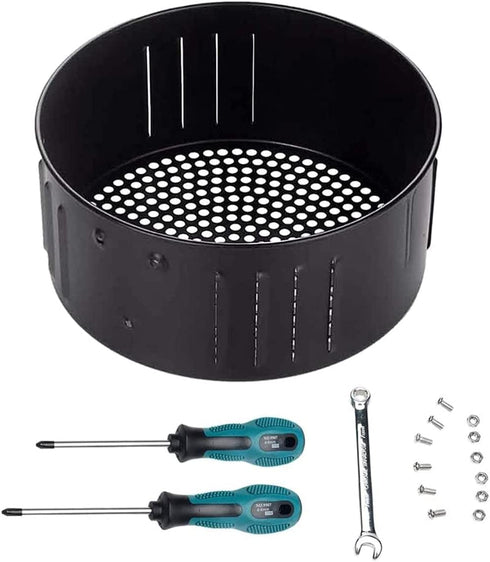 Hongwen Air Fryer Replacement Basket, Non Stick Sturdy Roasting Cooking Cast Iron Baking Tray Universal Bread Pan Air fryer Accessories for All Air Fryer Oven (3.5l with tools)