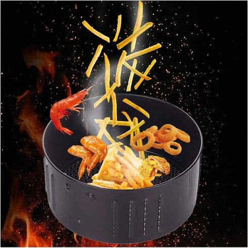 Hongwen Air Fryer Replacement Basket, Non Stick Sturdy Roasting Cooking Cast Iron Baking Tray Universal Bread Pan Air fryer Accessories for All Air Fryer Oven (3.5l with tools)
