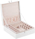 A&A Large Jewelry Storage Organizer Box 2 Layers Combined Storage Case with Buckle White