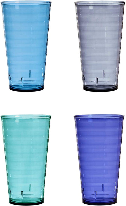 Splash 18-ounce Plastic Tumblers | Value set of 16 in 4 Coastal Colors