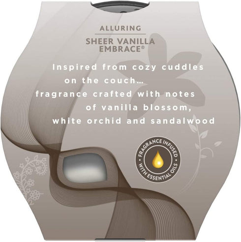 Glade Candle Sheer Vanilla Embrace, Fragrance Candle Infused With Essential Oils, Air Freshener Candle, 3-Wick Candle, 6.8 Oz, 3 Count