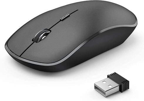 J JOYACCESS Wireless Mouse for Laptop, 2.4G Ultra Thin Silent Mouse with USB Receiver, 2400 DPI Portable Mobile Optical Cordless Mouse for Laptop, Computer, MacBook,Window, Chromebook, PC-Black