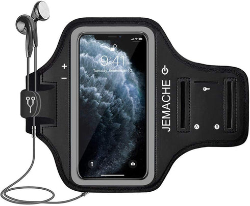 iPhone 14 Pro Max, 13 Pro Max, 14 Plus Armband, JEMACHE Water Resistant Gym Running Workouts Arm Band Case for iPhone 14 Plus, 14/13/12/11 Pro Max, Xs Max (Black)