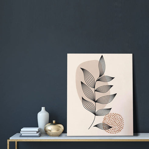 Boho Canvas Wall Art Botanical Floral Plant Painting Abstract Minimalist Geometric Large Wooden Wall D©cor Mid Century Poster Framed Artwork for Living Room Bedroom Bathroom 20x16 inch