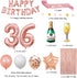 Fancypartyshop 36th Birthday Decorations - Rose Gold Happy Birthday Banner and Sash with Number 36 Balloons Latex Confetti Balloons Ideal for Girl and Women 36 Years Old Birthday Rose Gold