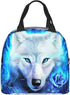 PrelerDIY Blue Fire Rose Wolf Lunch Box Insulated Meal Bag Lunch Bag Reusable Snack Bag Food Container For Boys Girls Men Women School Work Travel Picnic