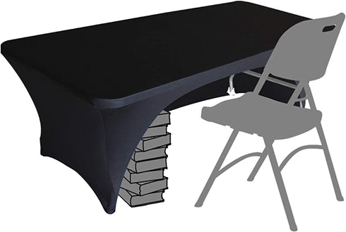 Eurmax USA Spandex Table Cover 5 ft. Fitted 30+ Colors Polyester Tablecloth Stretch Spandex Table Cover-Table Toppers,5 FT Table Cover Open Back?5Ft,Black?