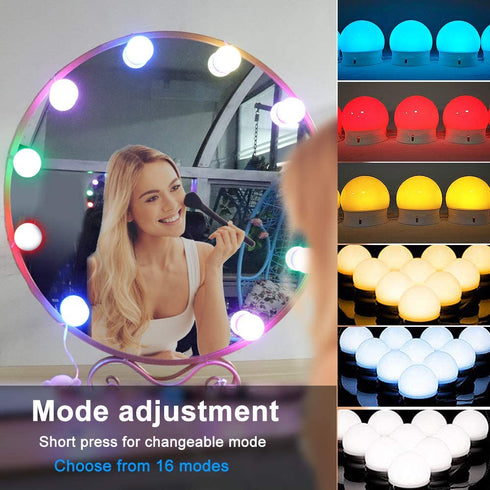 SICCOO Vanity Mirror Light, RGB Colorful DIY Hollywood Style LED Makeup Mirror Lights with 10 Dimmable Light Bulbs,USB Cable, RGB (Mirror Not Include)